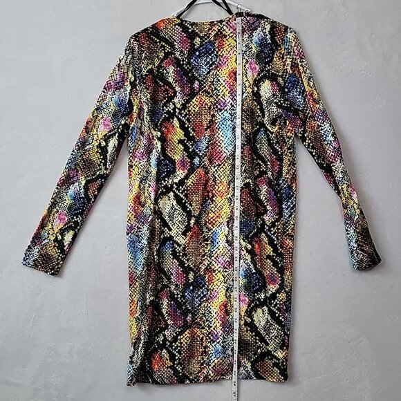 NWT Love J Women's Swimsuit Cover-up Open Front Size Sm Rainbow Snakeskin Beach - Picture 9 of 13